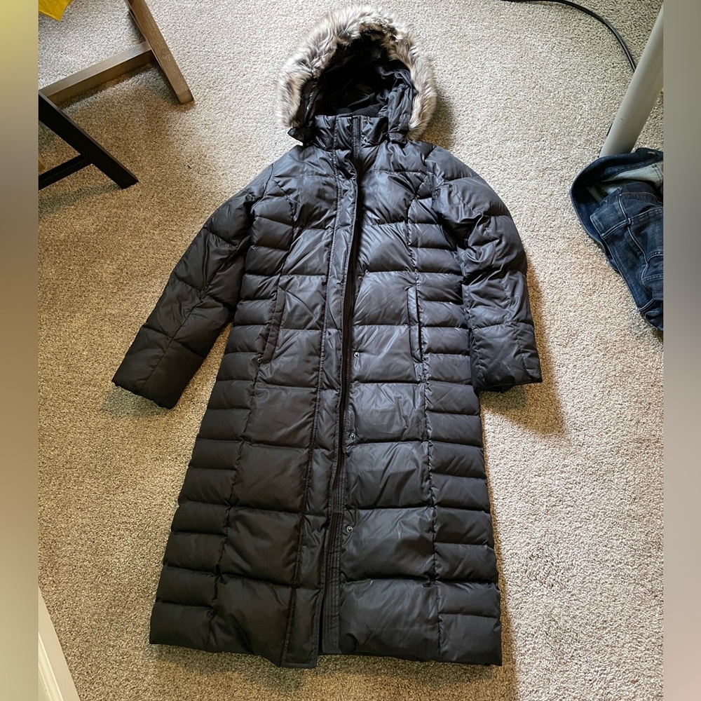 Eddie Bauer Black Puffer Coat with Fur Hood